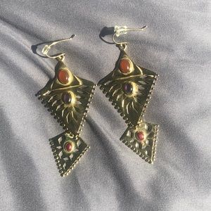 Lucky Brand gold Aztec stones earring